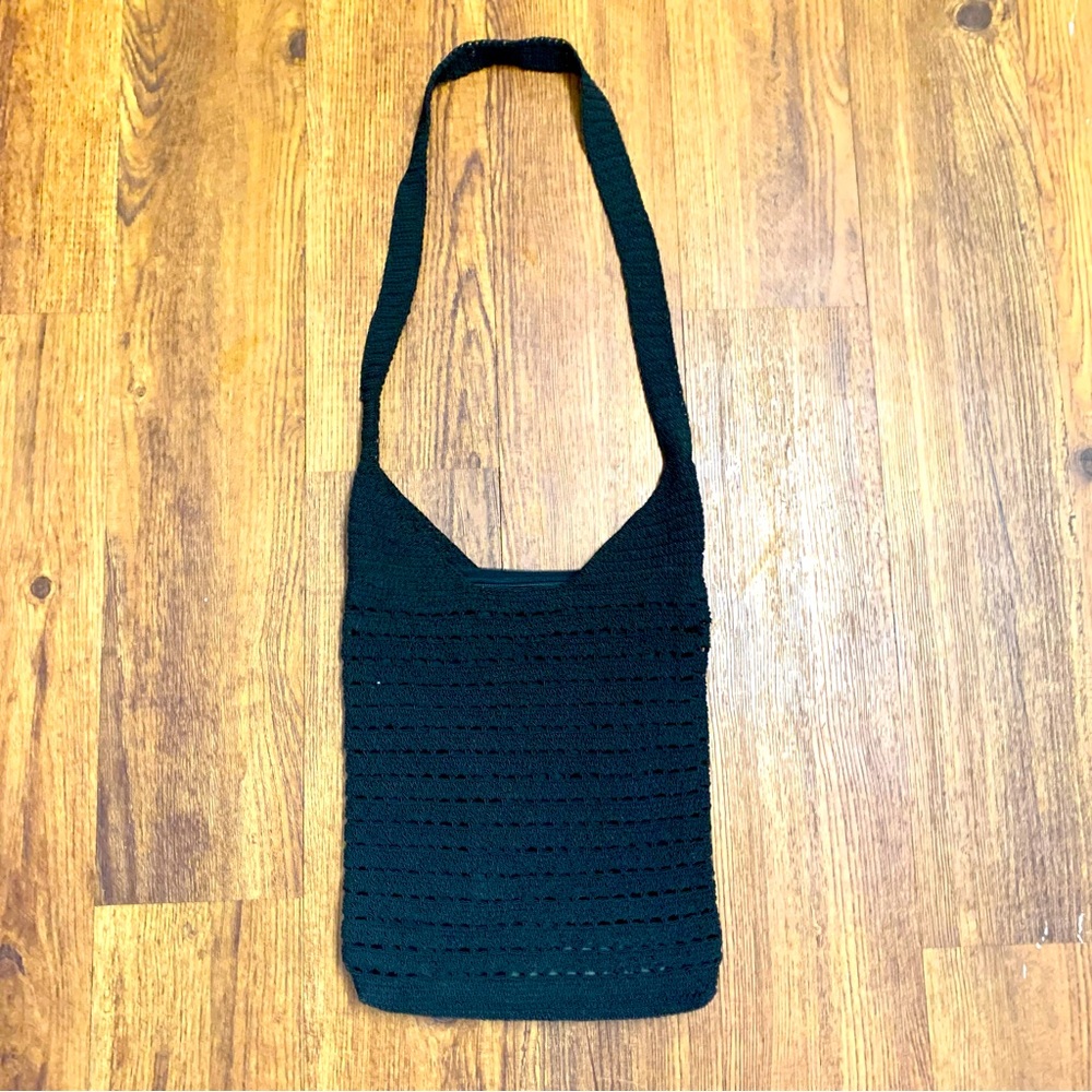 Vintage Black Crochet Crossbody Bag